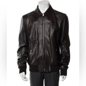 FINAL CHANCE - Dolce & Gabbana Dark Brown Leather Bomber Jacket